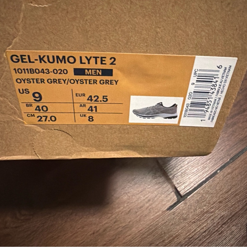 Men's Asics GEL-Kumo Lyte 2 in Oyster Grey Sz 9 1011B043-020 - Picture 5 of 5